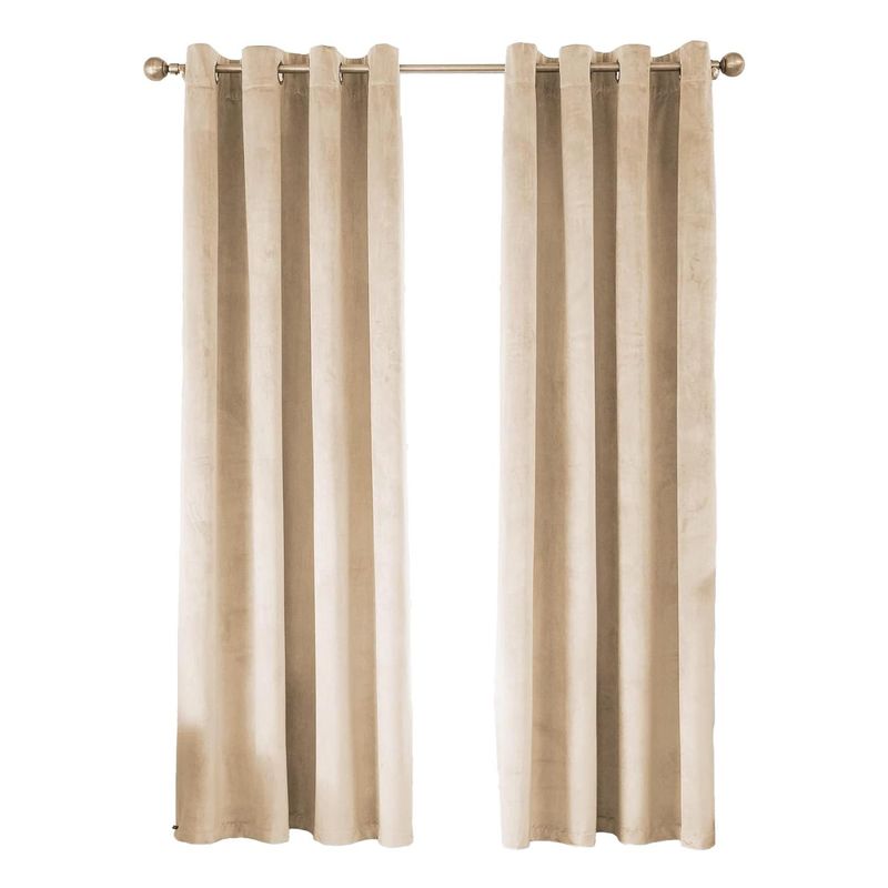 CASATUA - Cortina 100% Blackout CasaTua Terciopelo 2 Paños 135x220 - Beige