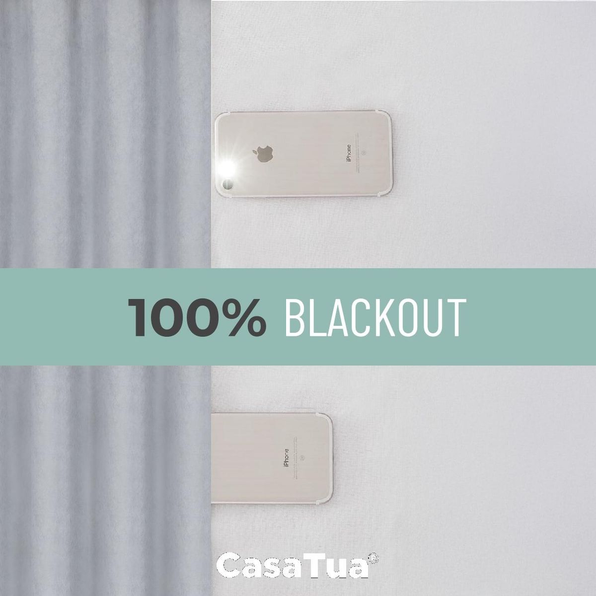 CASATUA - Cortina 100% Blackout CasaTua Terciopelo 2 Paños 135x220 - Gris