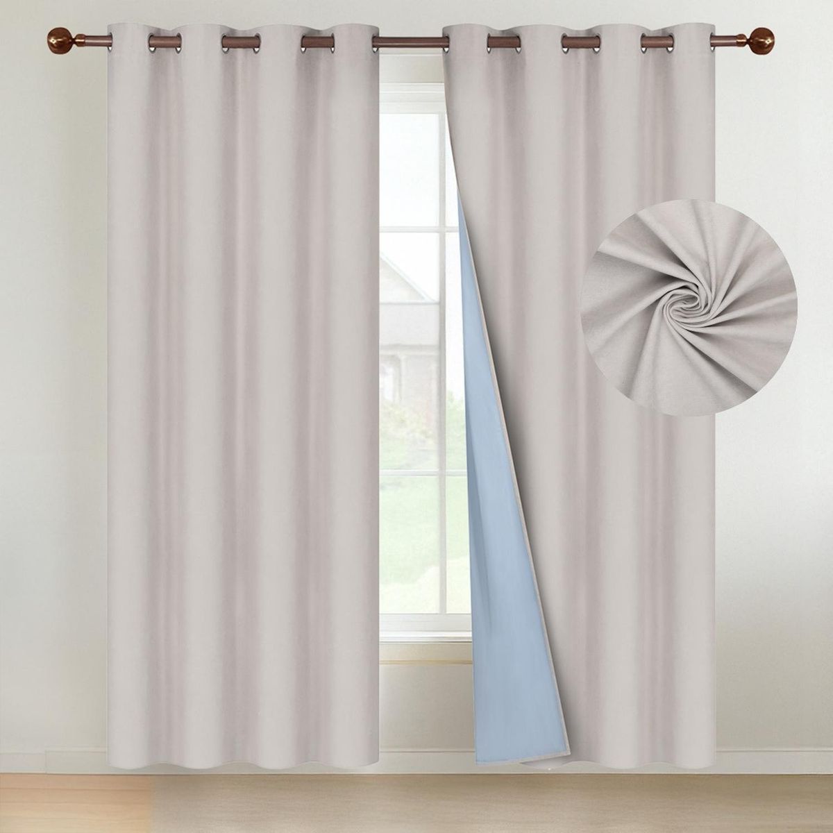 CASATUA - Cortina 100% Blackout CasaTua Terciopelo 2 Paños 135x220 - Beige