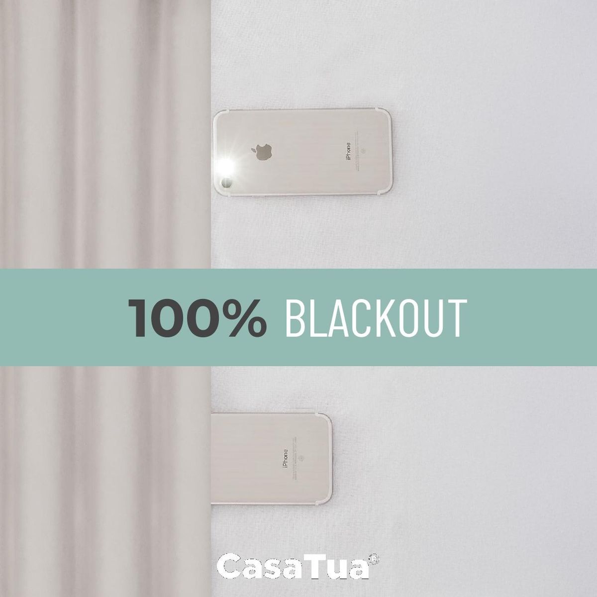 CASATUA - Cortina 100% Blackout CasaTua Terciopelo 2 Paños 135x220 - Beige