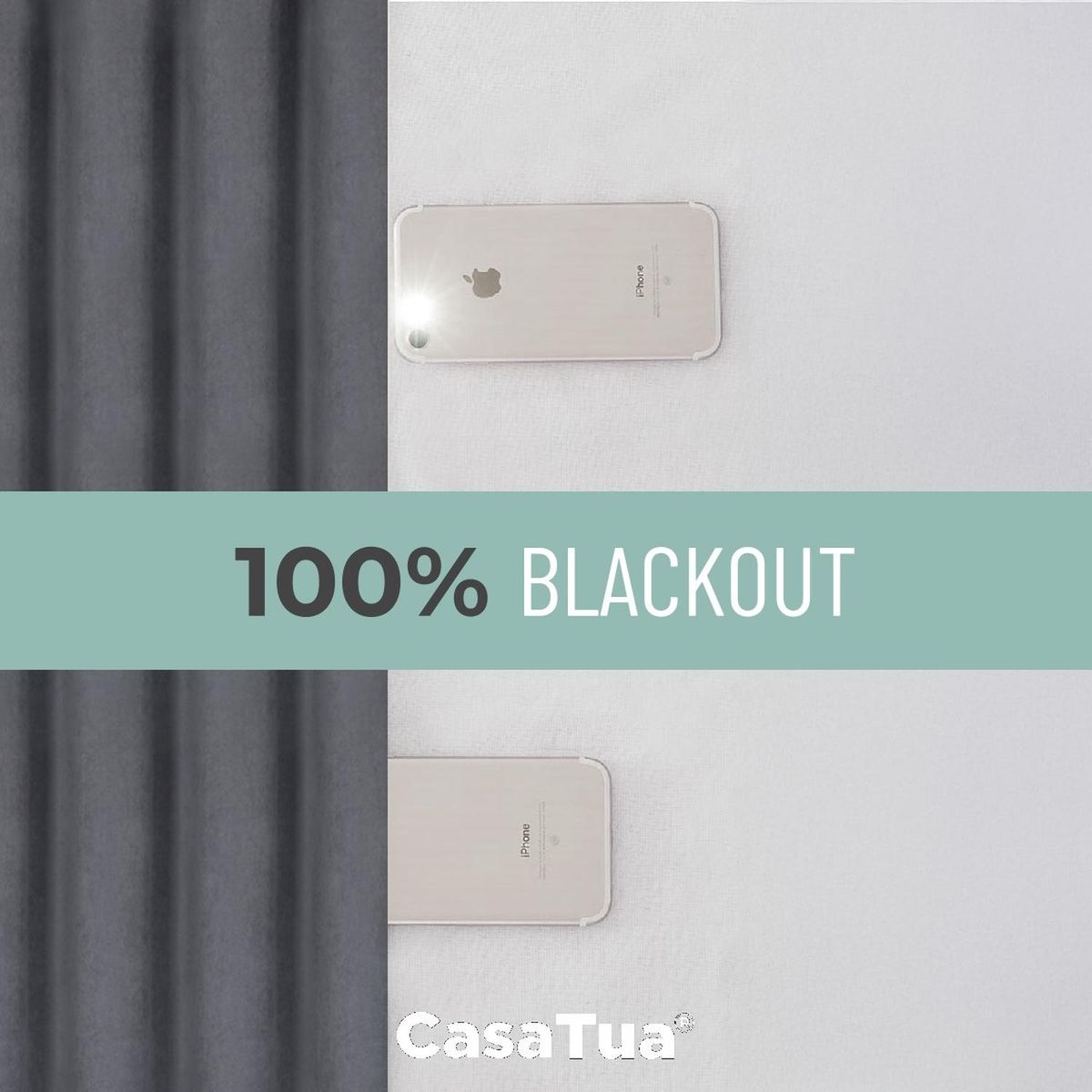 CASATUA - Cortina 100% Blackout CasaTua Terciopelo 2 Paños 135x220 - Gris oscuro