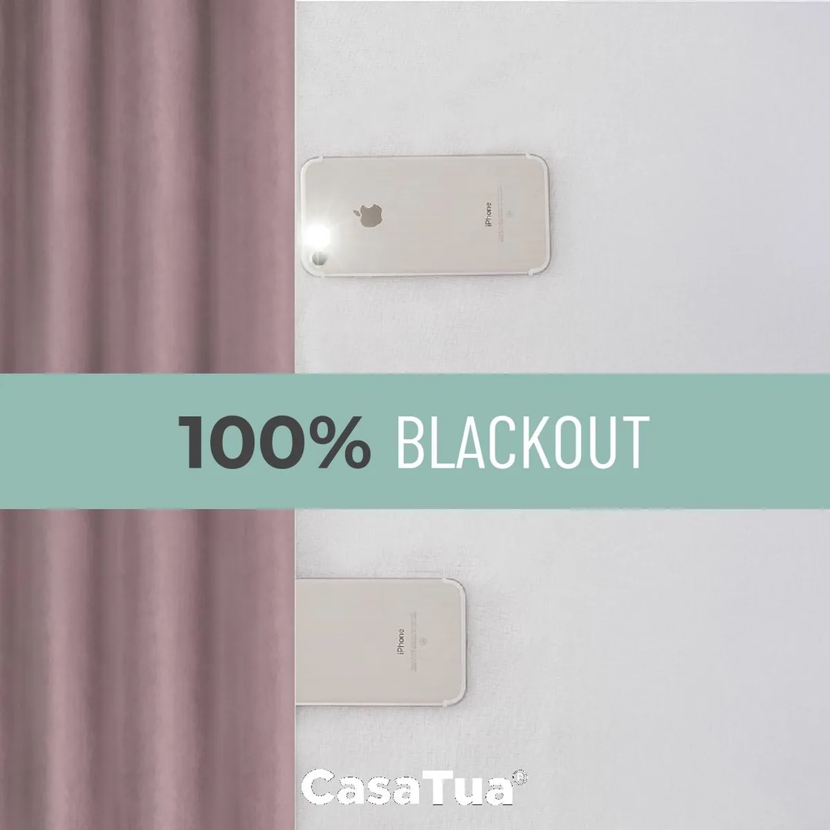 CASATUA - Cortina 100% Blackout CasaTua Terciopelo 2 Paños 135x220 - Rosa