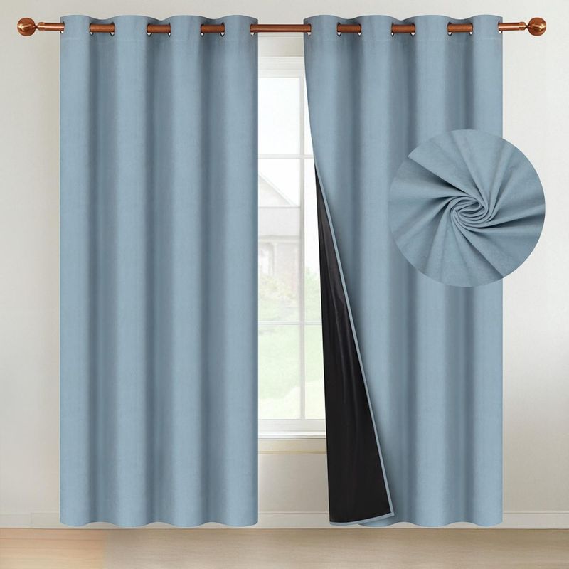 CASATUA - Cortina 100% Blackout CasaTua Terciopelo 2 Paños 135x220 - Turquesa