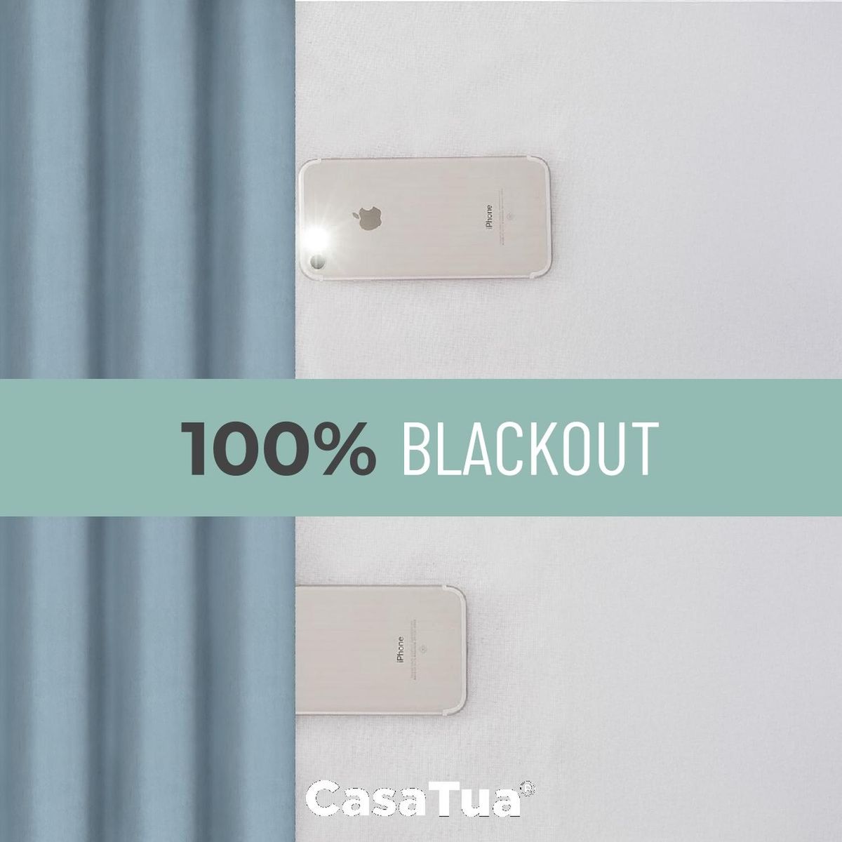 CASATUA - Cortina 100% Blackout CasaTua Terciopelo 2 Paños 135x220 - Turquesa
