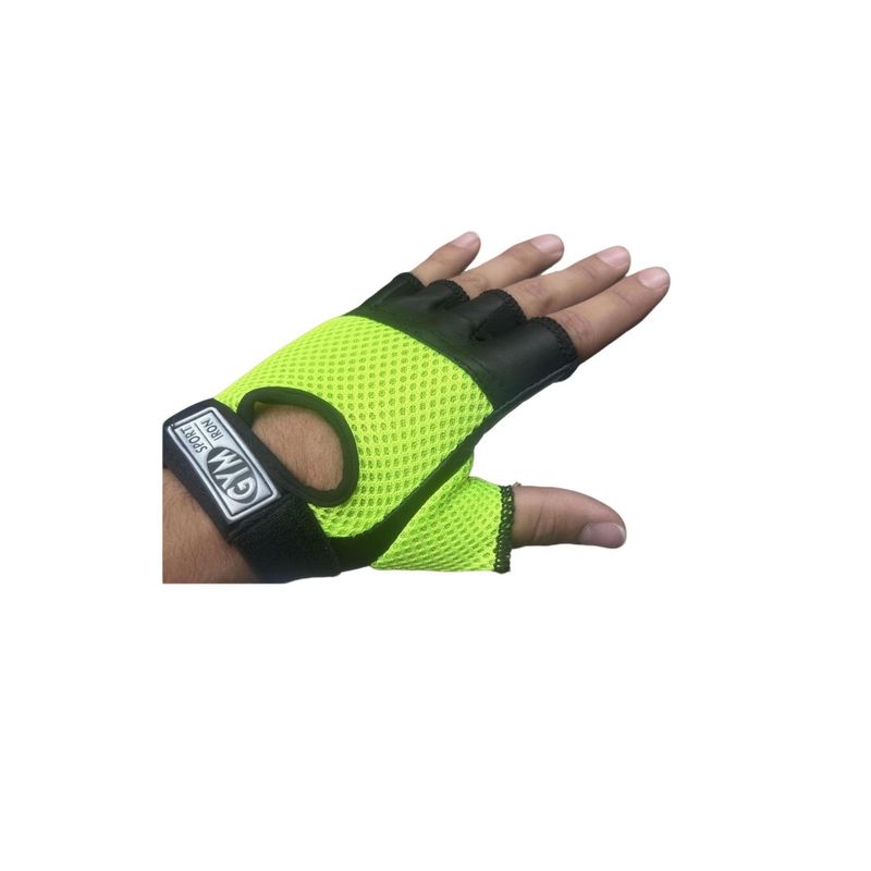 GENERICO - guantes gimnasio sin dedos color verde lima