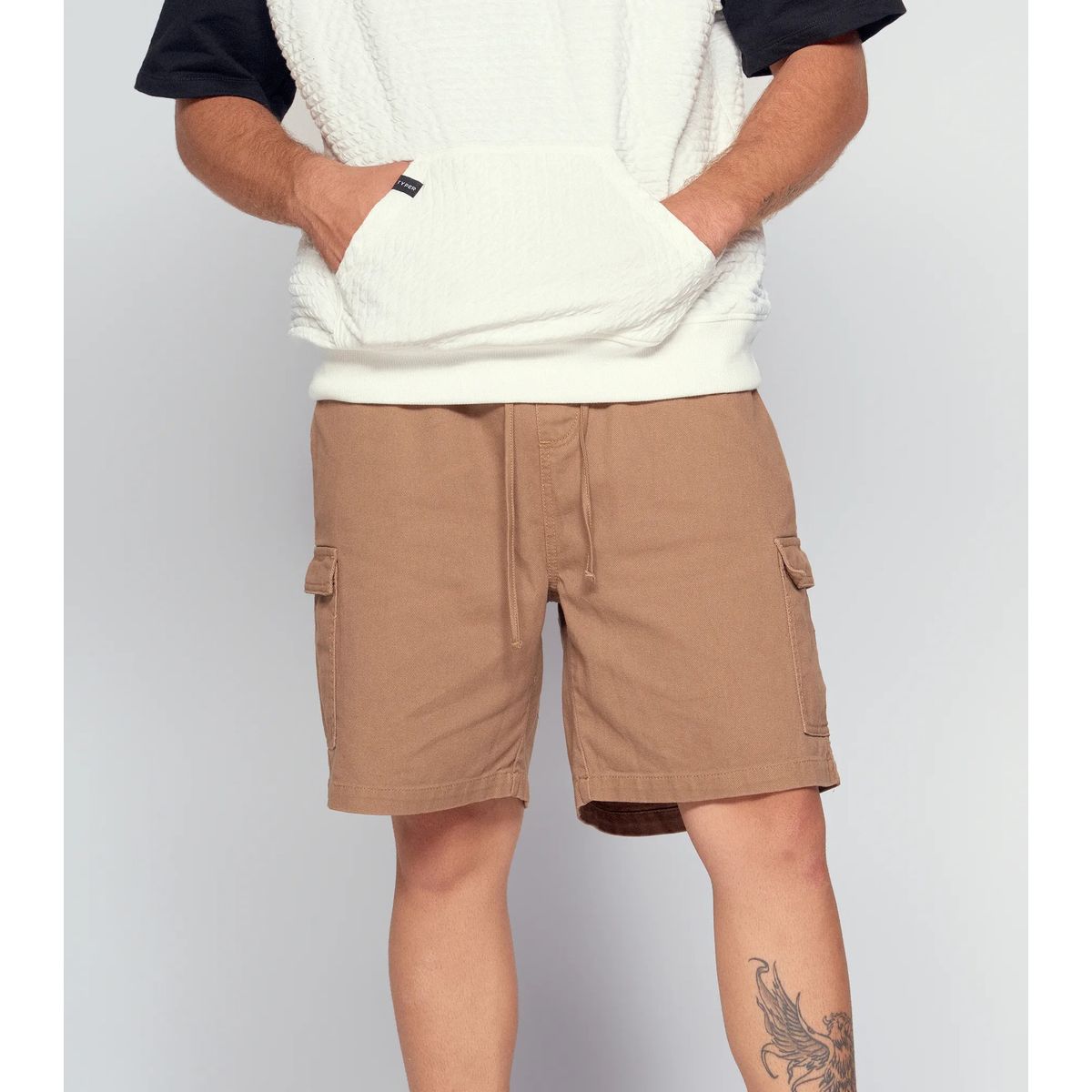 TYPER - Bermuda Baggy Cargo Encauchada Para Hombre Typer