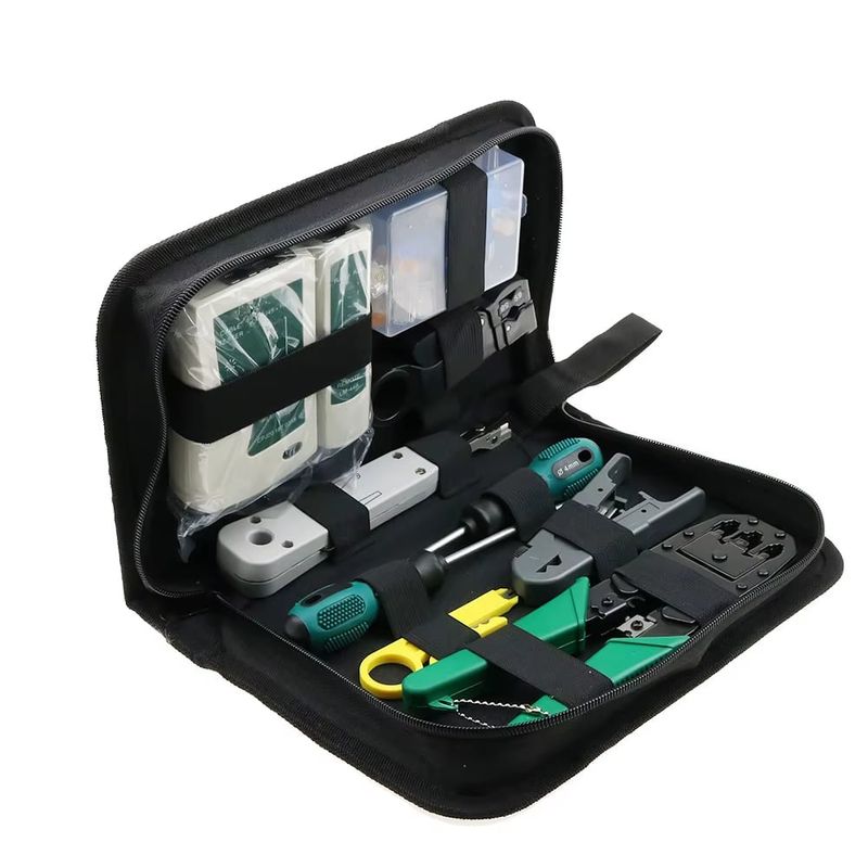 SEISA - Kit Estuche 10 En 1 Ponchadora Rj45 + Tester Red + Pelacable