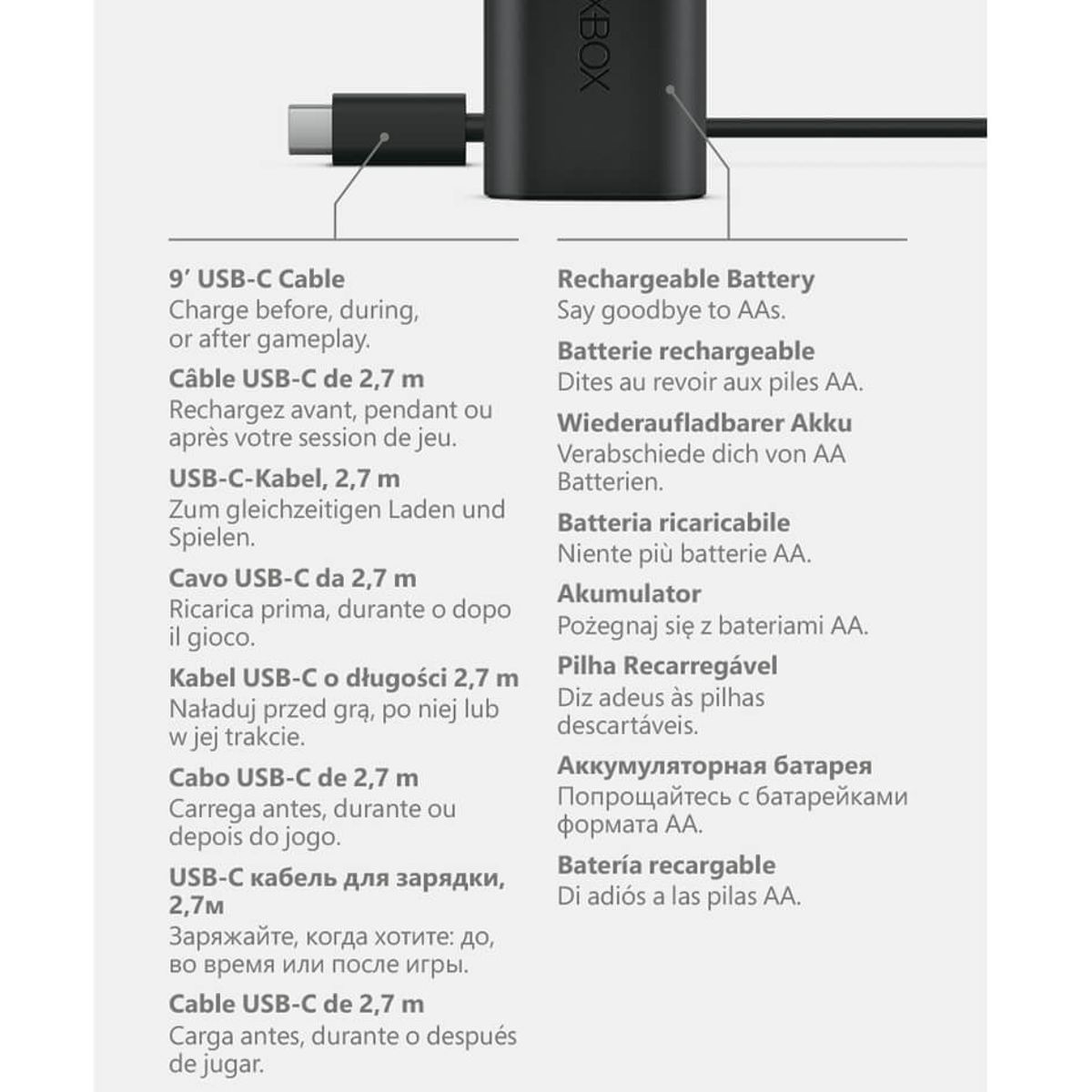 XBOX - Batería recargable Xbox + Cable USB-C