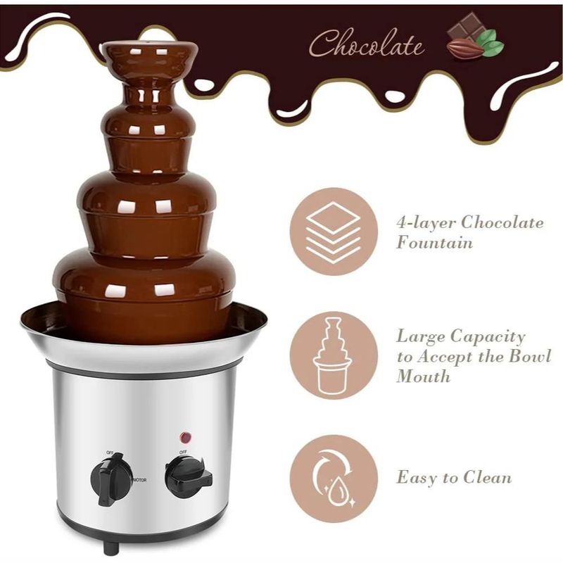 GENERICO - Fuente Fondue Chocolate En Acero Con 4 Niveles - Profesional