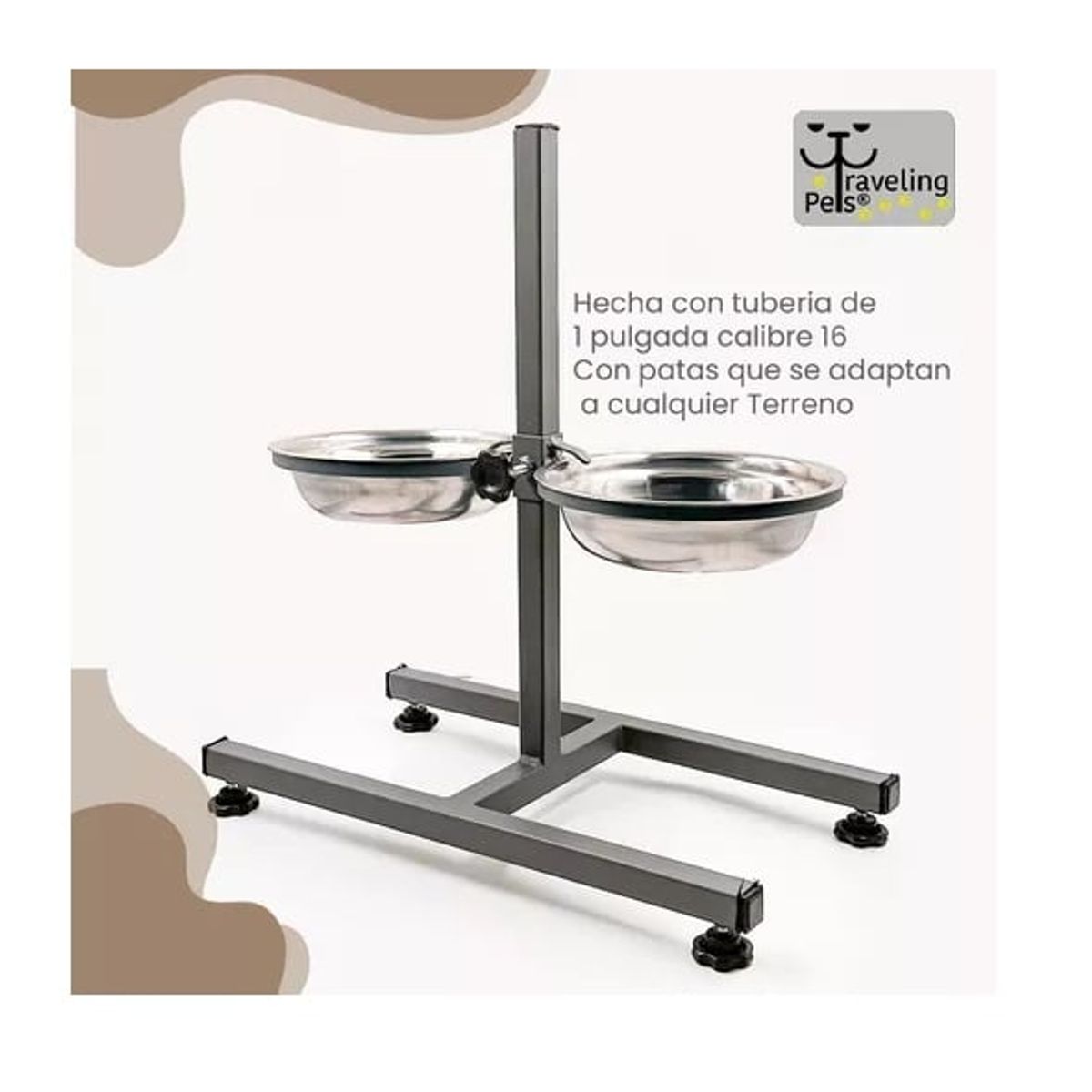 GENERICO - Comedero Doble Con Base Graduable Para Perros medianos