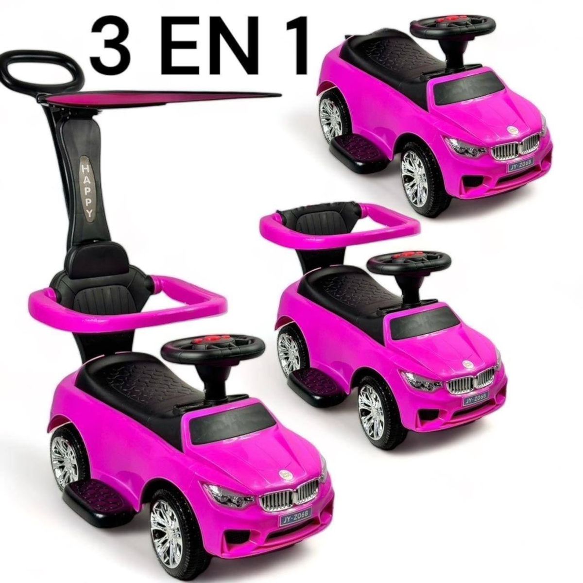 BRITOCHET - Carro Paseador Niño Montable LL/Giratorias Música 1 a 4 Años REF  Z-06  ROSADO