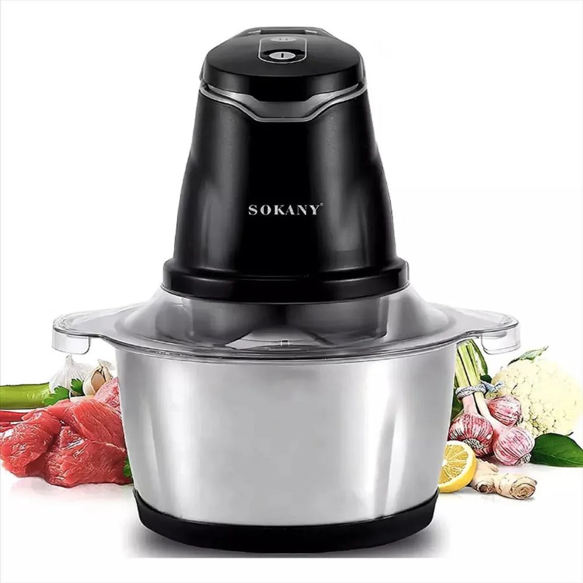 SOKANY - Picatodo Electrico Sokany 400w 2 Litros Doble Cuchilla Acero