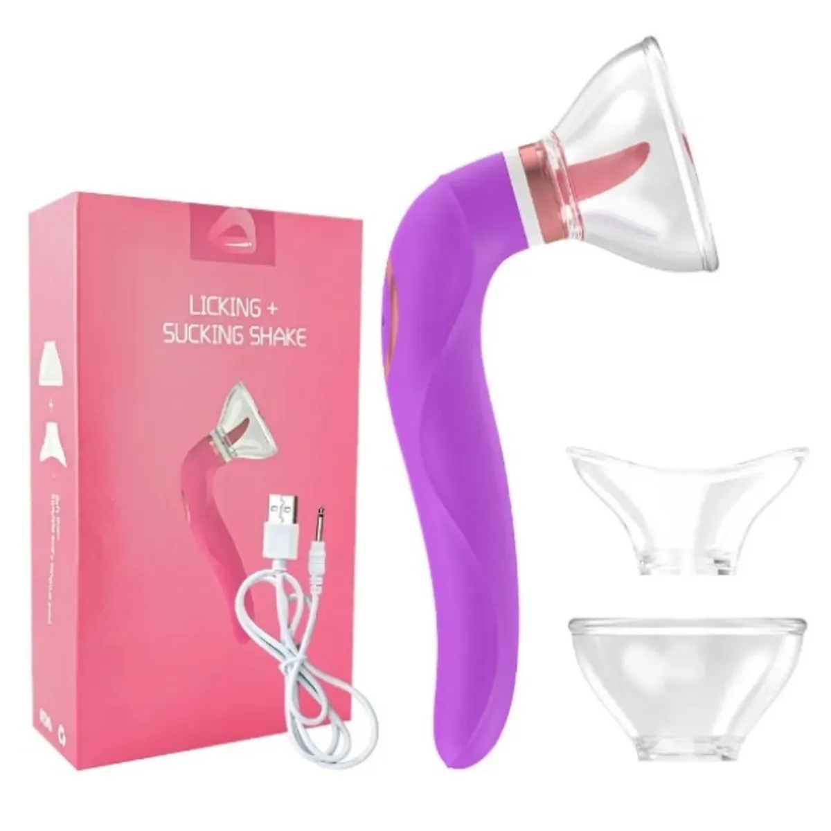GENERICO - Vibrador Lengua con copa de succión Doble estimulación