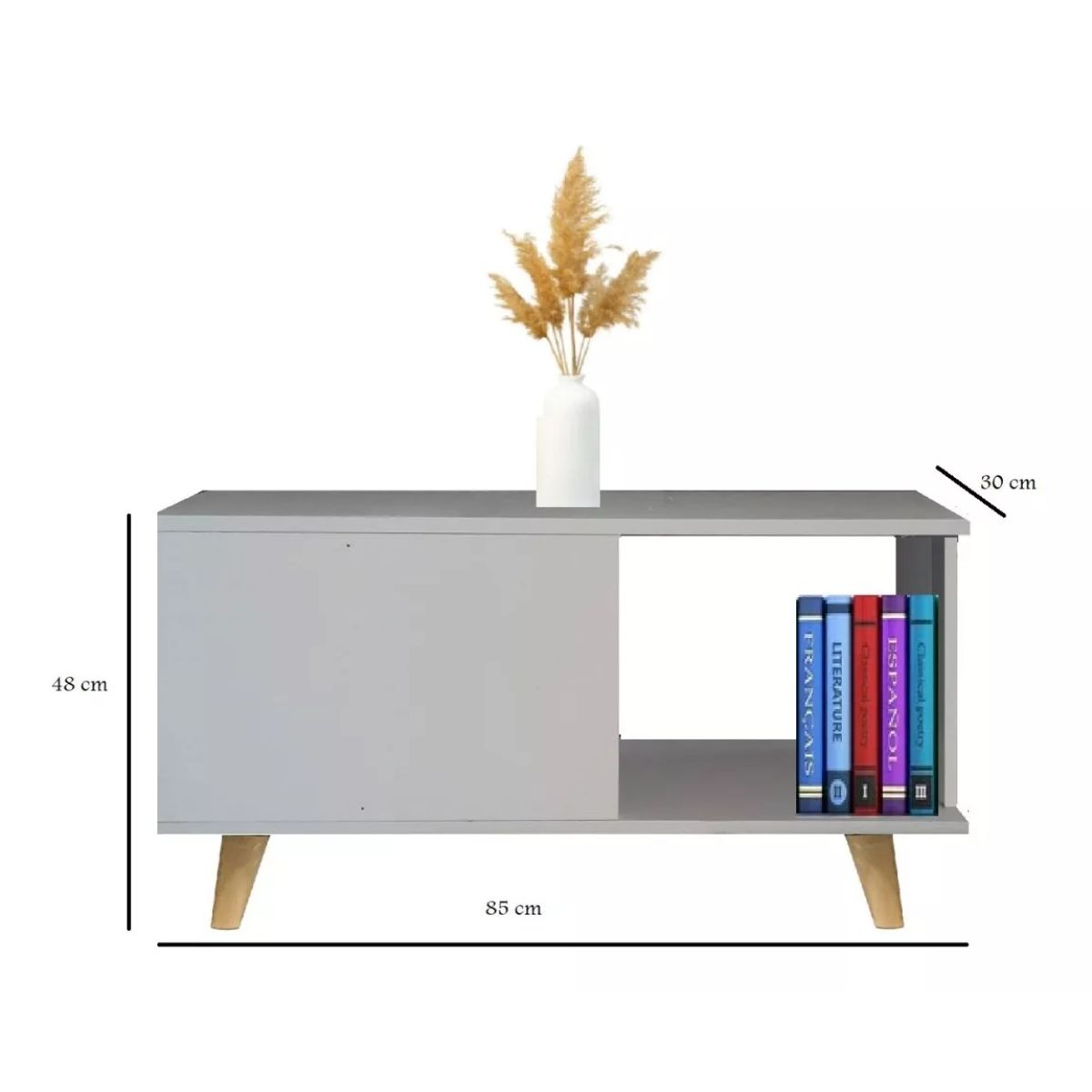 GENERICO - Mesa Auxiliar Mueble Para Sala Sujetalibros Mueble Color Blanco