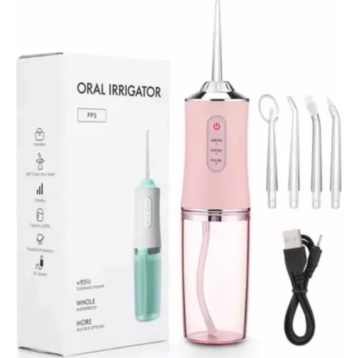 GENERICO - Irrigador Oral Dental recargable limpiador dental rosa