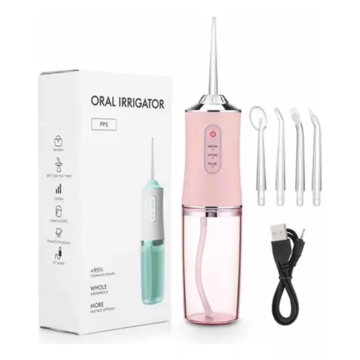 GENERICO - Irrigador Oral Dental recargable limpiador dental rosa