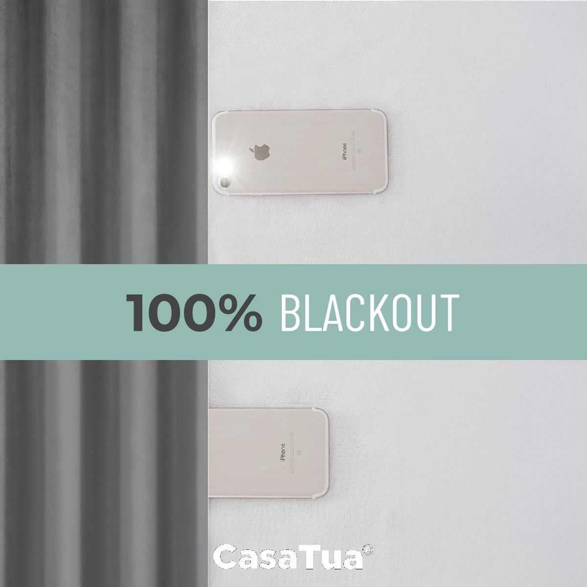 CASATUA - Cortina Blackout CasaTua Terciopelo Velvet 2 Paños 135x220 - Gris