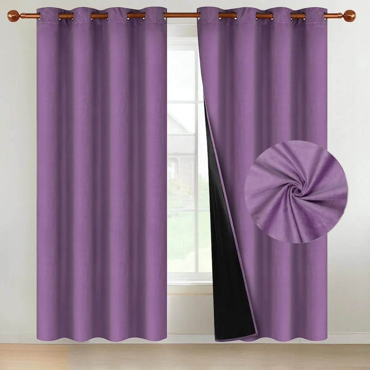CASATUA - Cortina Blackout CasaTua Terciopelo Velvet 2 Paños 135x220 - Lila