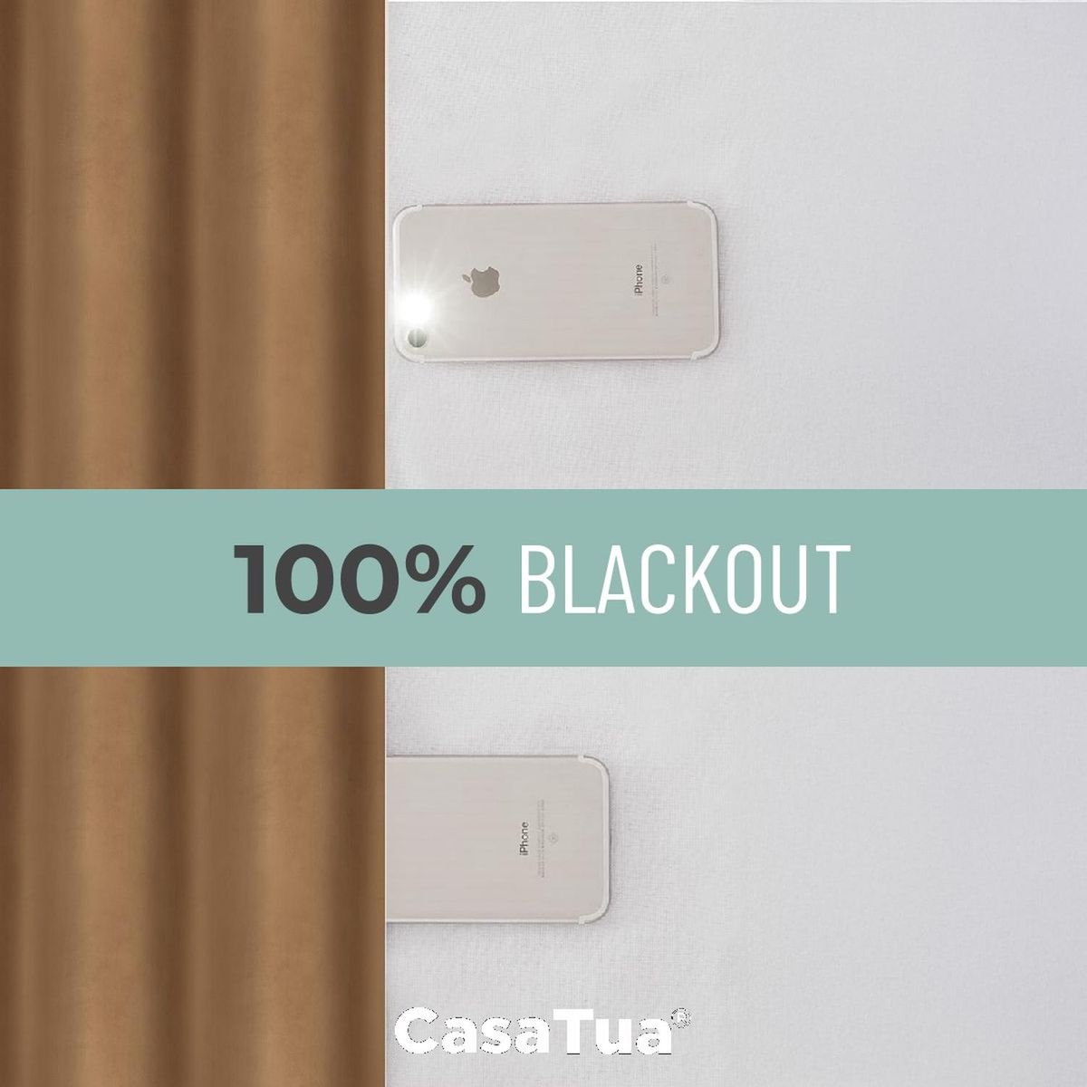 CASATUA - Cortina Blackout CasaTua Terciopelo Velvet 2 Paños 135x220 - Cafe