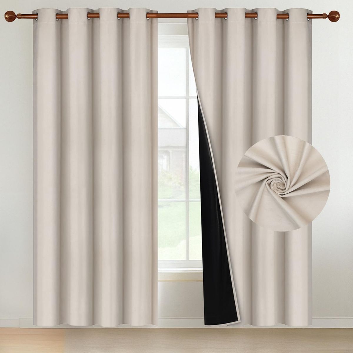 CASATUA - Cortina Blackout CasaTua Terciopelo Velvet 2 Paños 135x220 - Beige