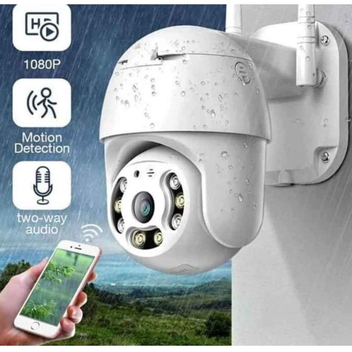 AWEI - Camara Robotica PTZ tipo exterior Vision Nocturna App  V380Pro