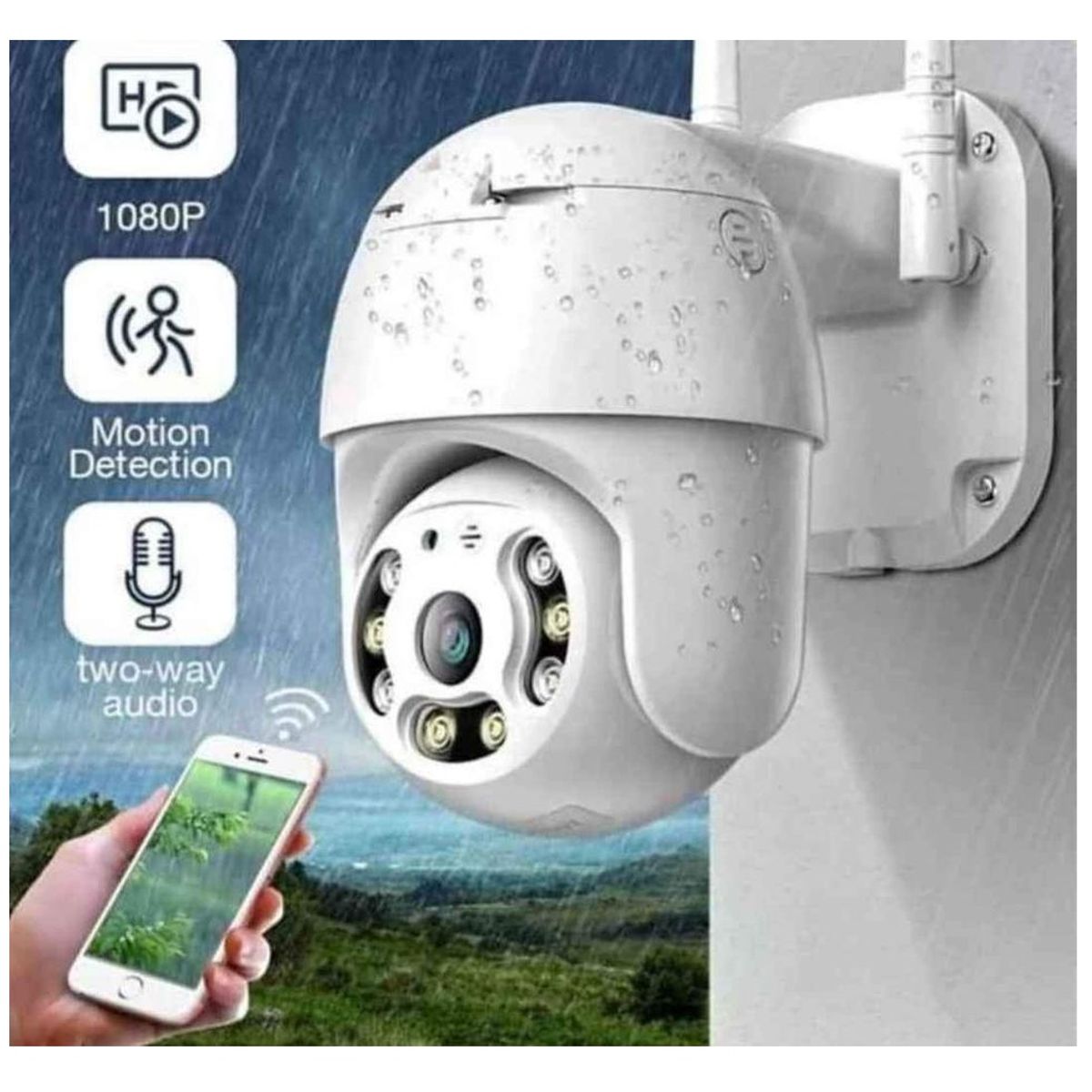 AWEI - Camara Robotica PTZ tipo exterior Vision Nocturna App  V380Pro