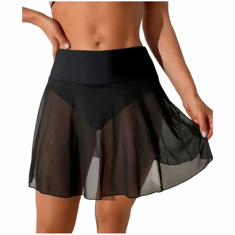 RAINBOW MODA - Tanga Vestido de Baño Mujer Cintura alta con falda transparente