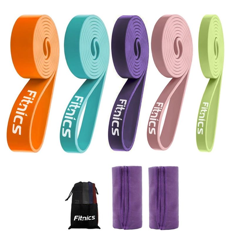 FITNICS - Bandas Elasticas Resistencia Fitnics Set X5 Gym Crossfit - Naranja