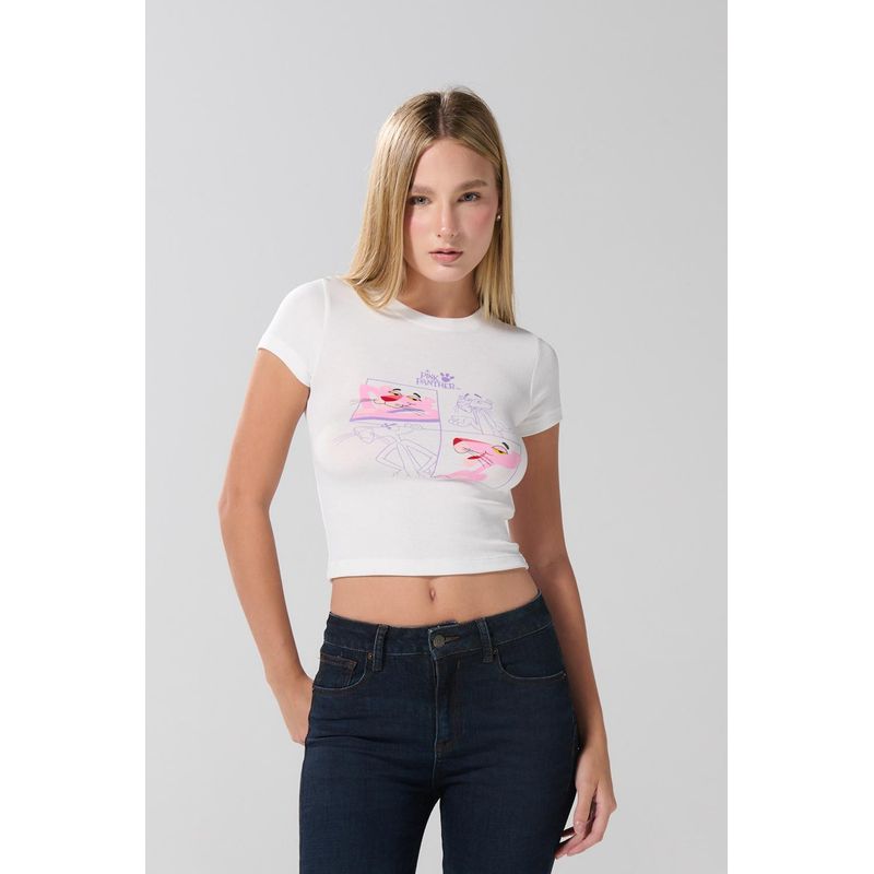 KOAJ - KOAJ Camiseta manga corta en rib con estampado en frente de Pa MUJER