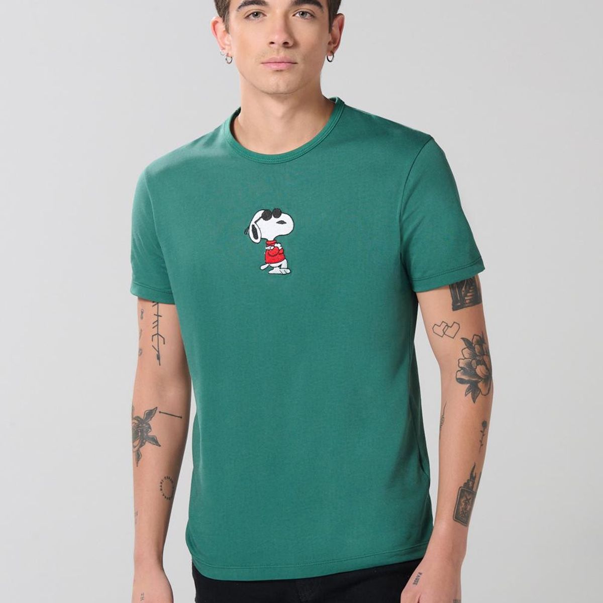 KOAJ - KOAJ Camiseta en algodón de Snoopy unicolor manga corta Hombre