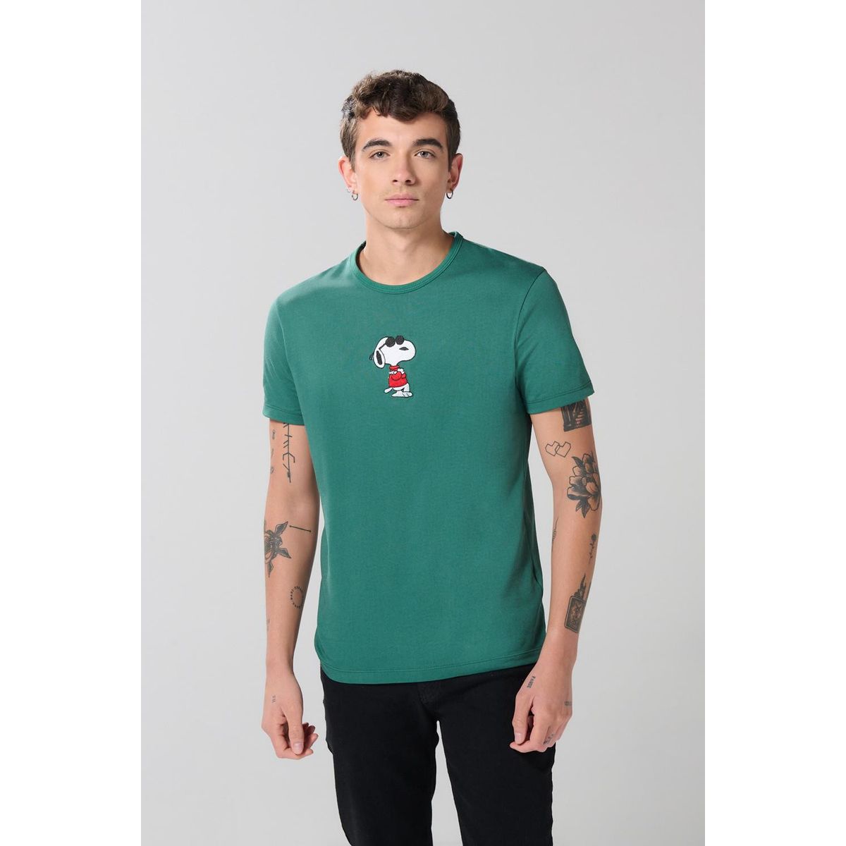 KOAJ - KOAJ Camiseta en algodón de Snoopy unicolor manga corta Hombre