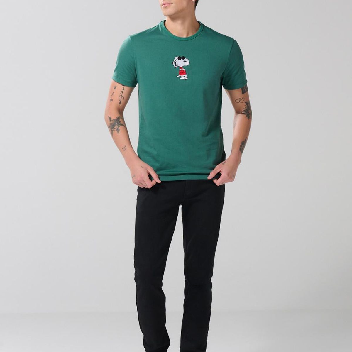KOAJ - KOAJ Camiseta en algodón de Snoopy unicolor manga corta Hombre