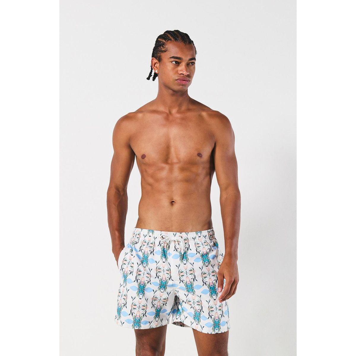 KOAJ - KOAJ Bermuda playera crema clara con diseños marinos Hombre