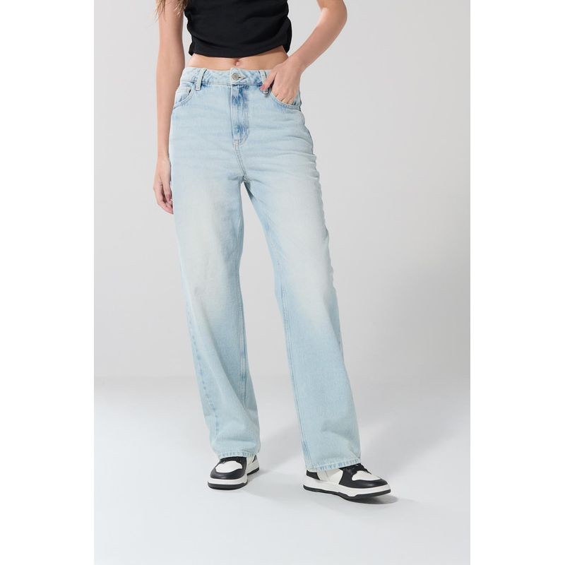 KOAJ - KOAJ Jean 90s tiro alto azul  claro MUJER