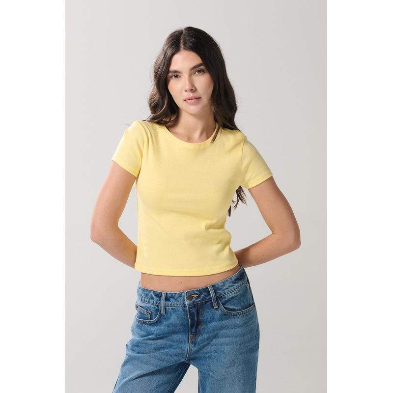 KOAJ - KOAJ Camiseta en rib ceñida unicolor con manga corta MUJER