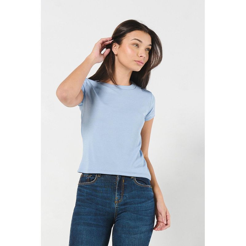 KOAJ - KOAJ Camiseta cuello redondo unicolor con texturas acanaladas MUJER