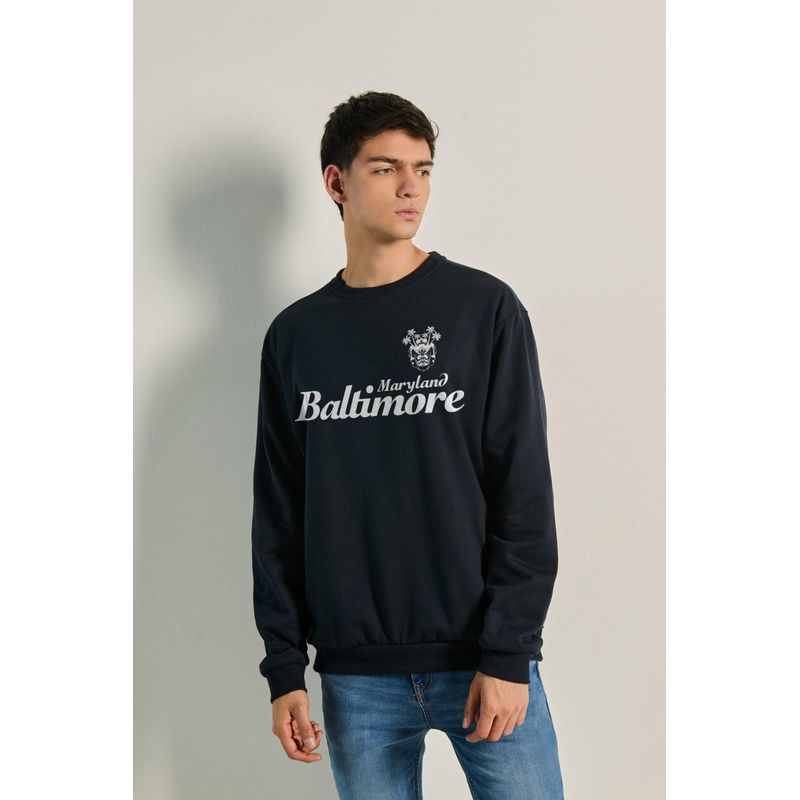 KOAJ - KOAJ Sueter cuello redondo con estampado tipo college HOMBRE