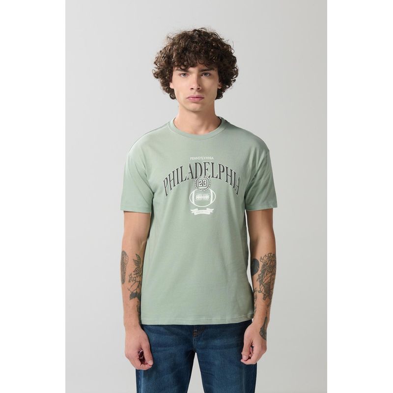 KOAJ - KOAJ Camiseta manga corta unicolor con estampado en frente est HOMBRE