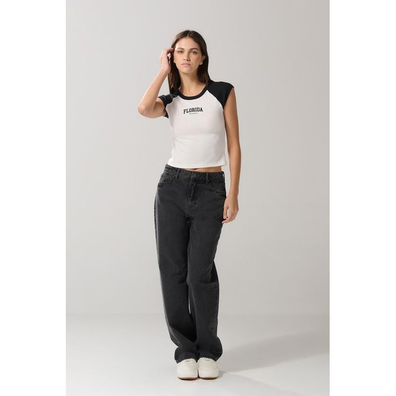 KOAJ - KOAJ Camiseta para mujer manga corta, cuello y puños en color  MUJER