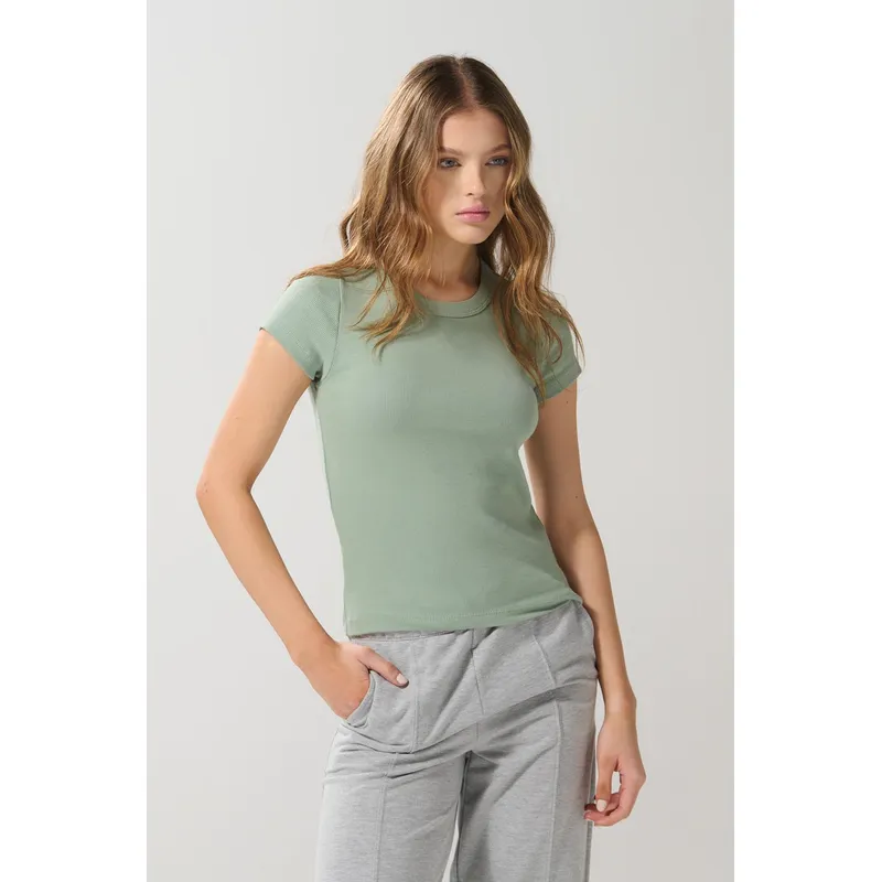 KOAJ - KOAJ Camiseta para mujer unicolor manga corta cuello redondo Mujer