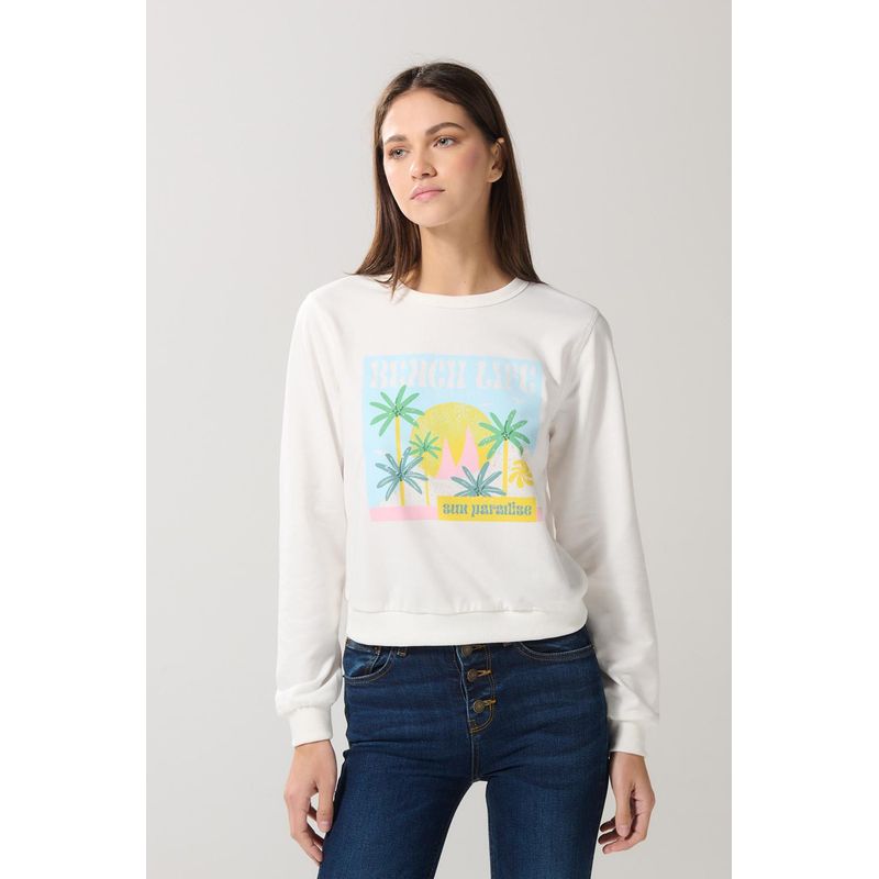 KOAJ - KOAJ Buzo unicolor con diseño playero y cuello redondo MUJER