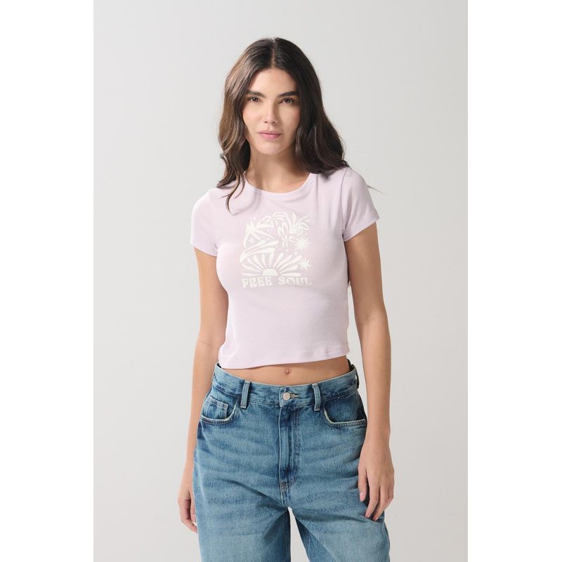 KOAJ - KOAJ Camiseta manga corta cuello redondo en rib MUJER