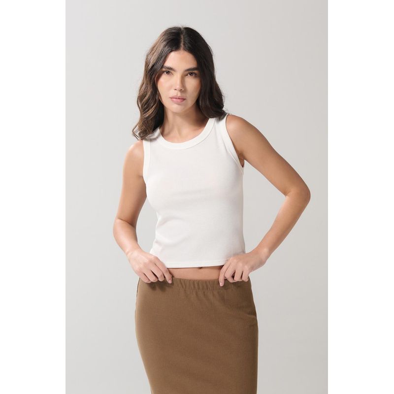 KOAJ - KOAJ Camiseta en rib manga sisa unicolor con texturas MUJER