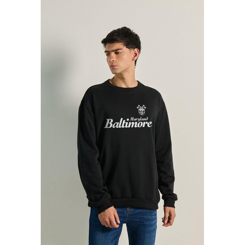 KOAJ - KOAJ Sueter cuello redondo con estampado tipo college HOMBRE