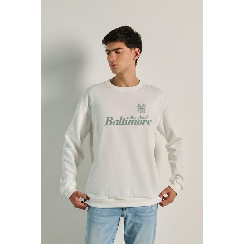 KOAJ - KOAJ Sueter cuello redondo con estampado tipo college HOMBRE