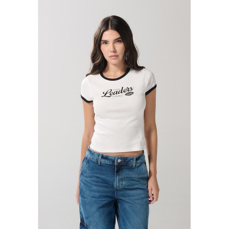 KOAJ - KOAJ Camiseta para mujer manga corta, cuello y puños en color  MUJER
