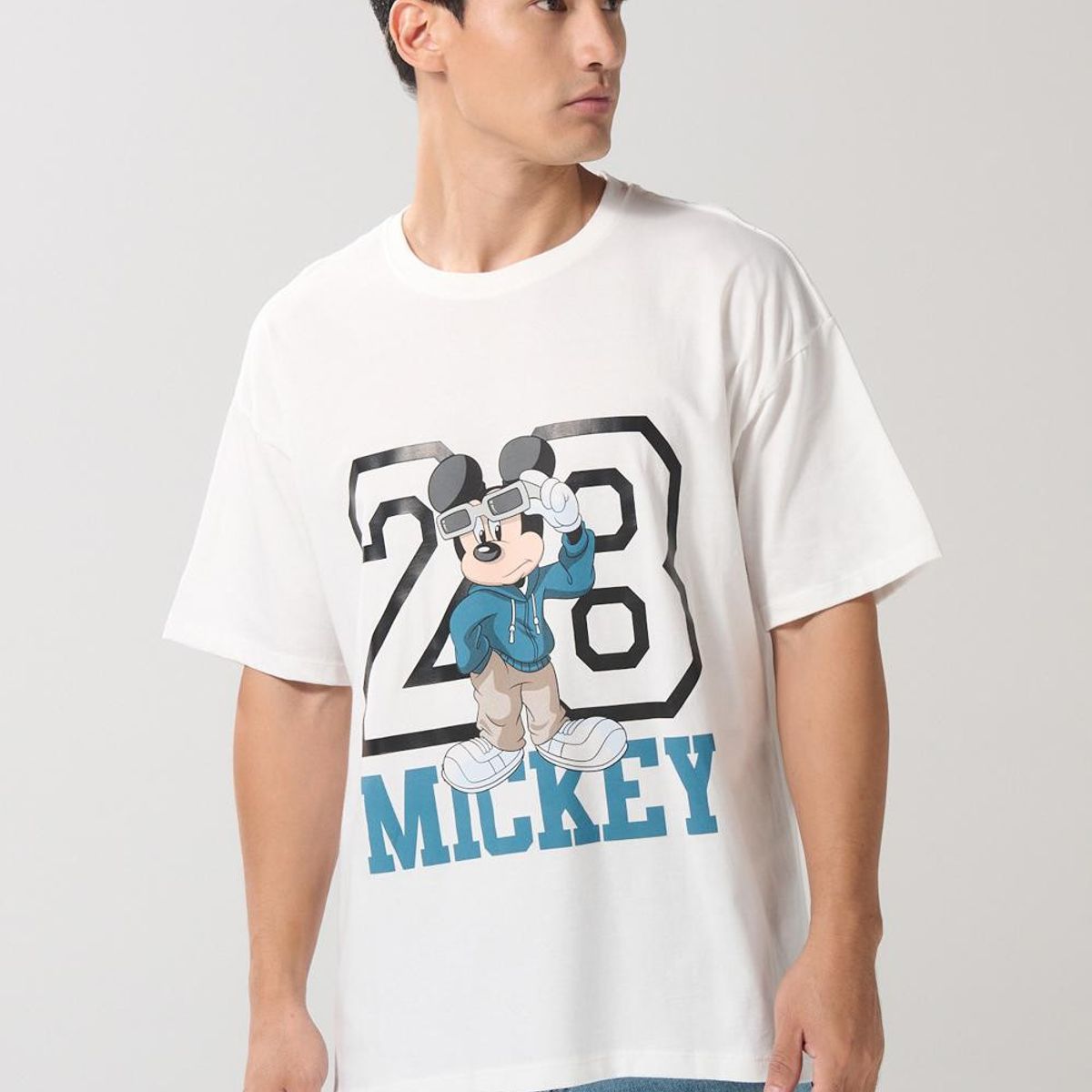 KOAJ - KOAJ Camiseta crema clara oversize manga corta de Mickey Hombre