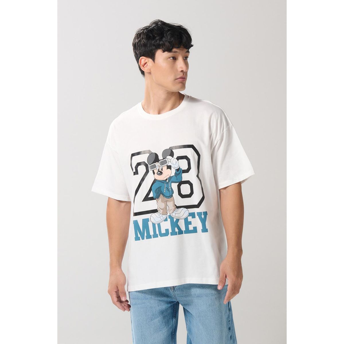 KOAJ - KOAJ Camiseta crema clara oversize manga corta de Mickey Hombre