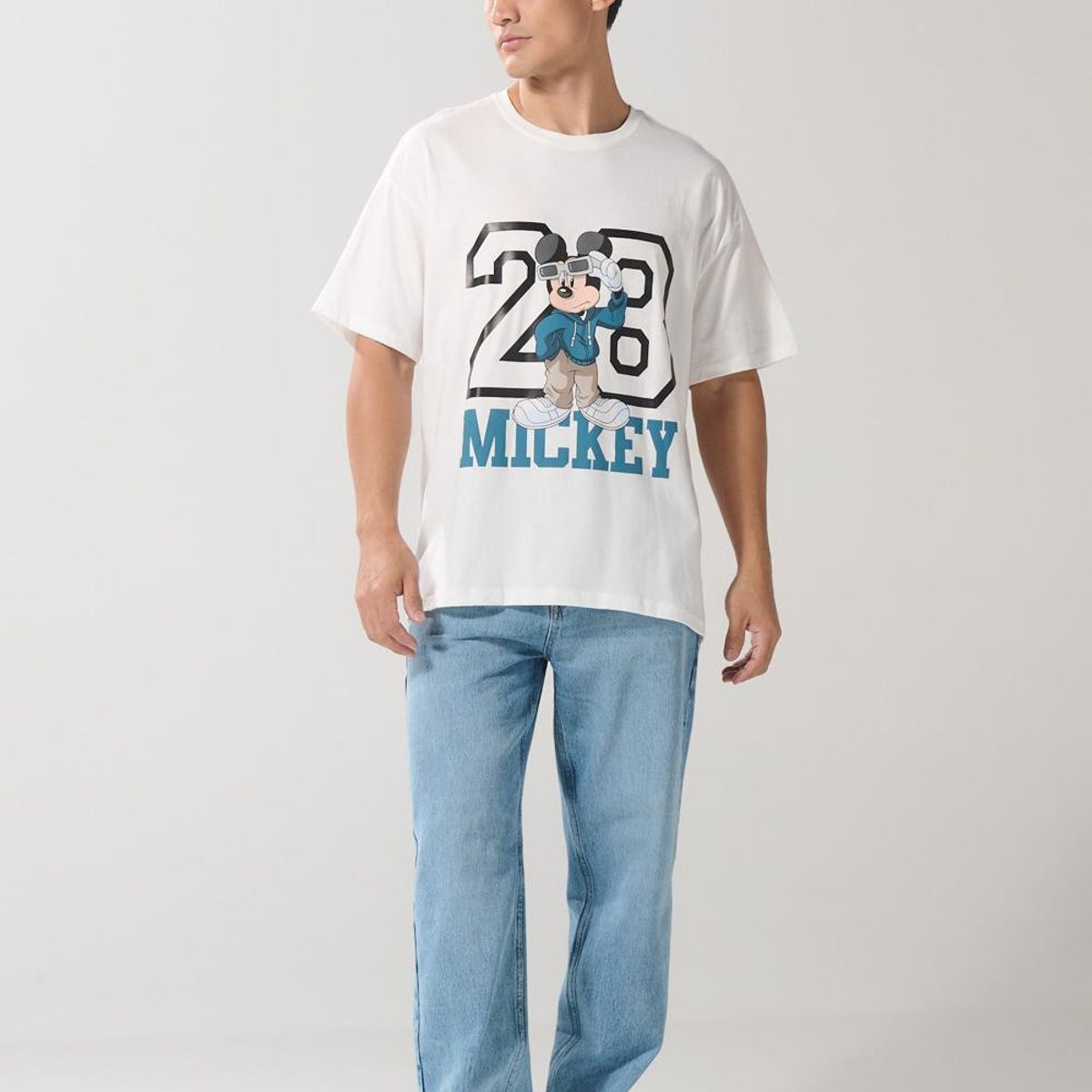 KOAJ - KOAJ Camiseta crema clara oversize manga corta de Mickey Hombre