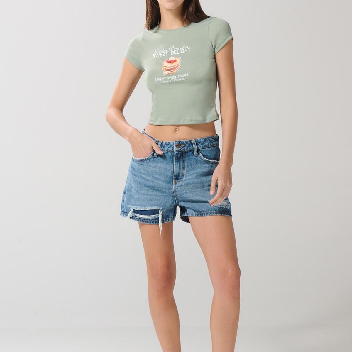 KOAJ - KOAJ Camiseta unicolor en rib con diseño de comida y manga  Mujer